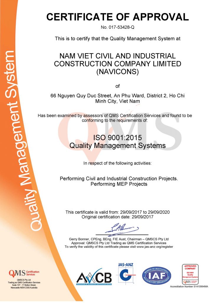 Hệ thống chất lượng ISO 9001:2015 và hệ thống sức khỏe an toàn nghề nghiệp OHSAS