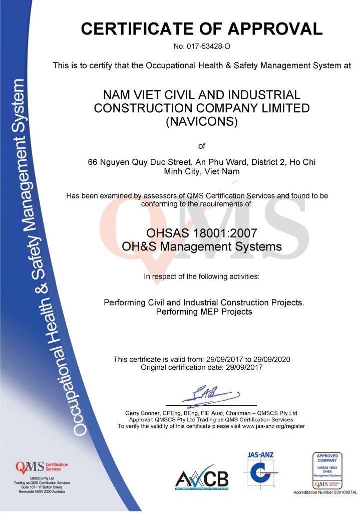 Hệ thống chất lượng ISO 9001:2015 và hệ thống sức khỏe an toàn nghề nghiệp OHSAS